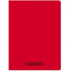 CAHIER 90G 24X32 96 PAGES PETITS CARREAUX 5X5 COUVERTURE POLYPRO ROUGE