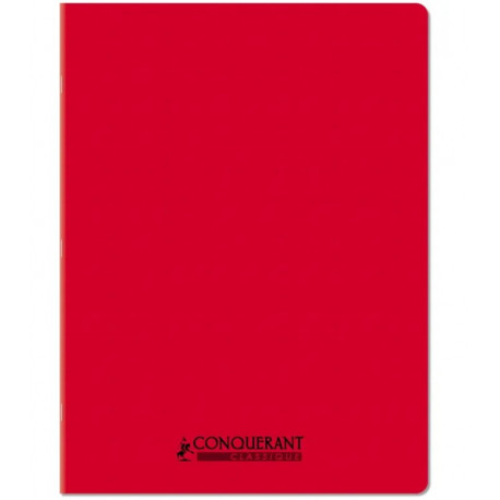 CAHIER 90G 24X32 96 PAGES PETITS CARREAUX 5X5 COUVERTURE POLYPRO ROUGE