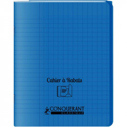 CAHIER A RABAT POLYPRO 17x22 48P 90G Grands carreaux SEYES BLEU - PEFC - 100% recyclable