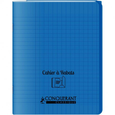 CAHIER A RABAT POLYPRO 17x22 48P 90G Grands carreaux SEYES BLEU - PEFC - 100% recyclable