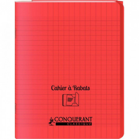 CAHIER A RABAT POLYPRO 17x22 48P 90G Grands carreaux SEYES ROUGE - PEFC - 100% recyclable