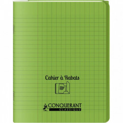 CAHIER A RABAT POLYPRO 17x22 48P 90G Grands carreaux SEYES VERT - PEFC - 100% recyclable