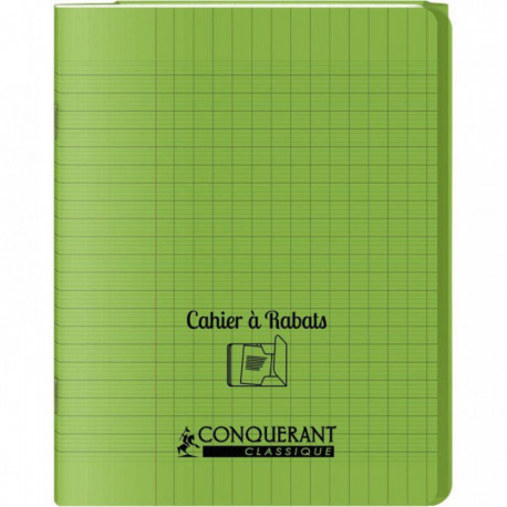 CAHIER A RABAT POLYPRO 17x22 48P 90G Grands carreaux SEYES VERT - PEFC - 100% recyclable