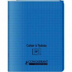 CAHIER A RABAT POLYPRO 17x22 96P 90G Grands carreaux SEYES BLEU - PEFC - 100% recyclable