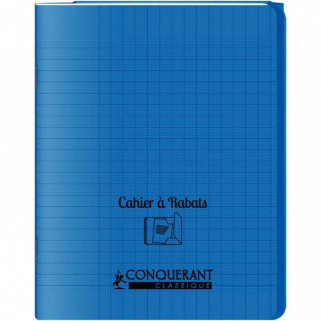 CAHIER A RABAT POLYPRO 17x22 96P 90G Grands carreaux SEYES BLEU - PEFC - 100% recyclable