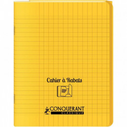 CAHIER A RABAT POLYPRO 17x22 96P 90G Grands carreaux SEYES JAUNE - PEFC - 100% recyclable