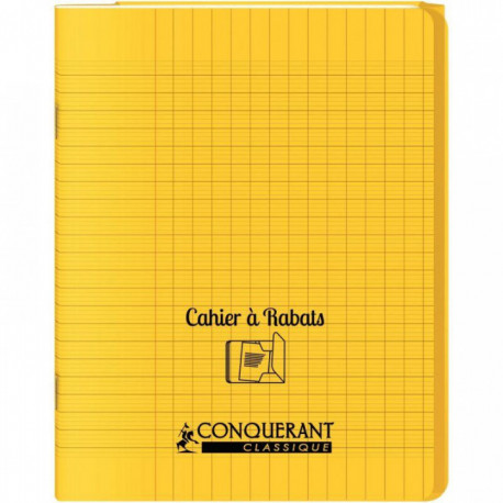 CAHIER A RABAT POLYPRO 17x22 96P 90G Grands carreaux SEYES JAUNE - PEFC - 100% recyclable