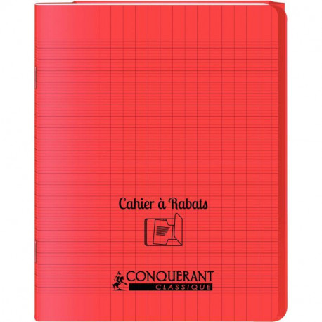 CAHIER A RABAT POLYPRO 17x22 96P 90G Grands carreaux SEYES ROUGE - PEFC - 100% recyclable