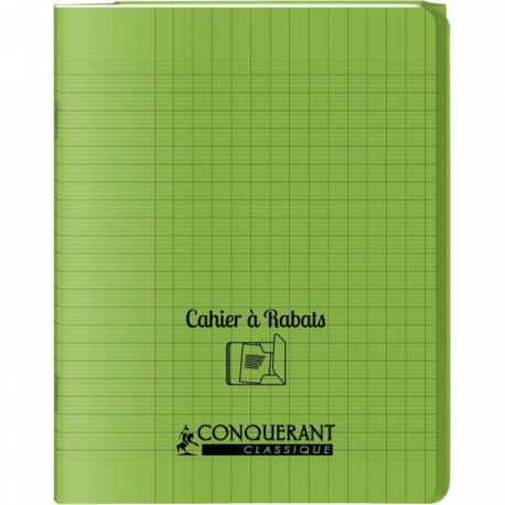 CAHIER A RABAT POLYPRO 17x22 96P 90G Grands carreaux SEYES VERT - PEFC - 100% recyclable