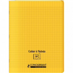 CAHIER A RABAT POLYPRO 24x32 48P 90G Grands carreaux SEYES JAUNE - PEFC - 100% recyclable
