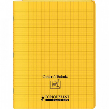 CAHIER A RABAT POLYPRO 24x32 48P 90G Grands carreaux SEYES JAUNE - PEFC - 100% recyclable