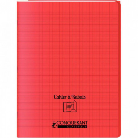 CAHIER A RABAT POLYPRO 24x32 48P 90G Grands carreaux SEYES ROUGE - PEFC - 100% recyclable
