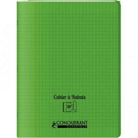 CAHIER A RABAT POLYPRO 24X32 48P 90G Grands carreaux SEYES VERT - PEFC - 100% recyclable
