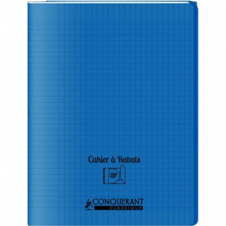 CAHIER A RABAT POLYPRO 24x32 96P 90G Grands carreaux SEYES BLEU - PEFC - 100% recyclable