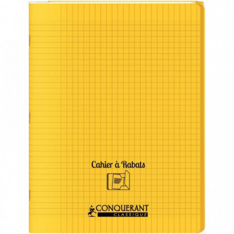 CAHIER A RABAT POLYPRO 24X32 96P 90G Grands carreaux SEYES JAUNE - PEFC - 100% recyclable
