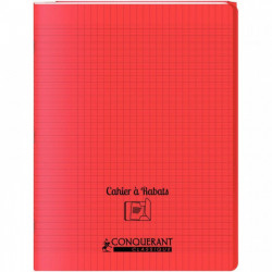 CAHIER A RABAT POLYPRO 24X32 96P 90G Grands carreaux SEYES ROUGE - PEFC - 100% recyclable