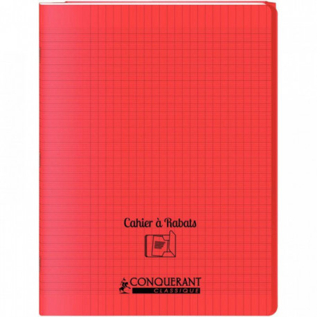 CAHIER A RABAT POLYPRO 24X32 96P 90G Grands carreaux SEYES ROUGE - PEFC - 100% recyclable