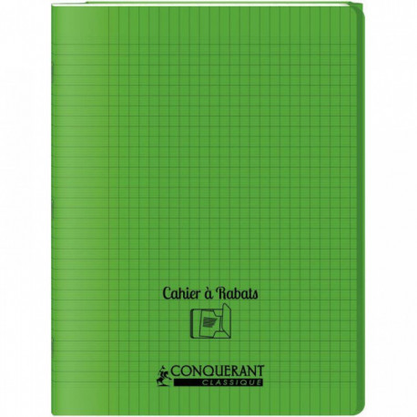 CAHIER A RABAT POLYPRO 24x32 96P 90G Grands carreaux SEYES VERT - PEFC - 100% recyclable