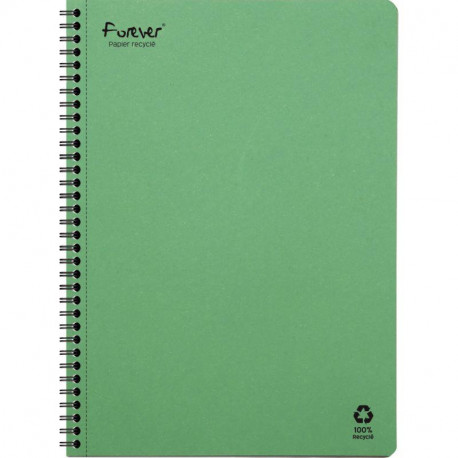 CAHIER A SPIRALES reliure intégrale A4 120P 90G Grands carreaux SEYES FOREVER FAB France - FSC - 100% recyclé - 100% recyclable 