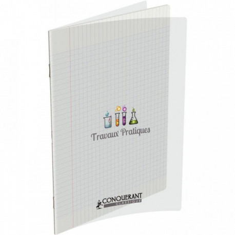 CAHIER de TP PIQURE POLYPRO 21x29,7 96 PAGES UNIES & Grands carreaux SEYES 90G CONQUERANT - 100% recyclable - Fab France