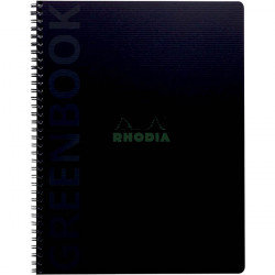CAHIER GREENBOOK COUVERTURE CARTE RIGIDE, 160 PAGES PERFORÉES, FORMAT A4+, QUADRILLÉ 5X5