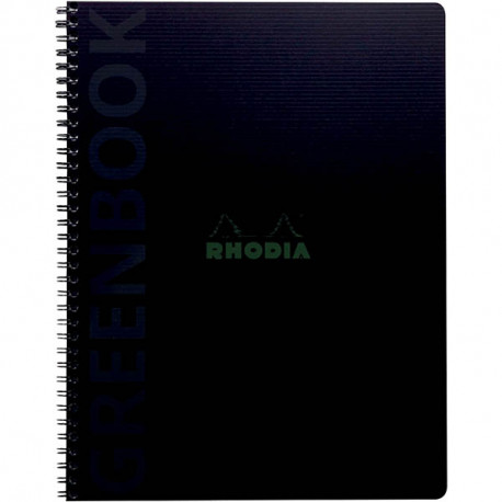 CAHIER GREENBOOK COUVERTURE CARTE RIGIDE, 160 PAGES PERFORÉES, FORMAT A4+, QUADRILLÉ 5X5