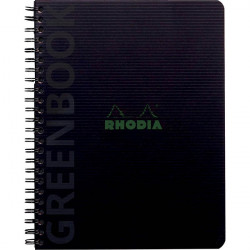 CAHIER GREENBOOK COUVERTURE CARTE RIGIDE, 160 PAGES PERFORÉES, FORMAT A5+, QUADRILLÉ 5X5