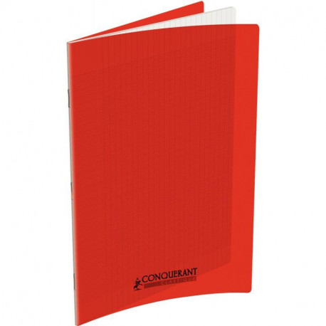 CAHIER PIQUE 140P COUV Polypro 24 X 32  Grands carreaux SEYES ROUGE - PEFC - Ecolabel - 100% recyclable - Fab France