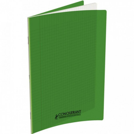 CAHIER PIQUE 140P COUV Polypro 24 X 32  Grands carreaux SEYES VERT - PEFC - Ecolabel - 100% recyclable - Fab France