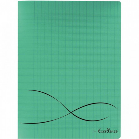 CAHIER PIQUE 17X22 96P Grands carreaux SEYES COUV VERT PP EXCELLENCE PEFC - PEFC - 100% recyclable