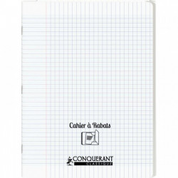 CAHIER PIQUE 48P COUV. POLYPRO +RABAT 24X32 Grands carreaux SEYES INCOLORE - PEFC - 100% recyclable