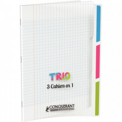 CAHIER PIQUE 96P 3 SECTIONS DE 32P 3 INDEX COUV. POLYPRO 24X32 A4+  Grands carreaux SEYES 90G CONQUERANT DUO ECOLABEL PEFC