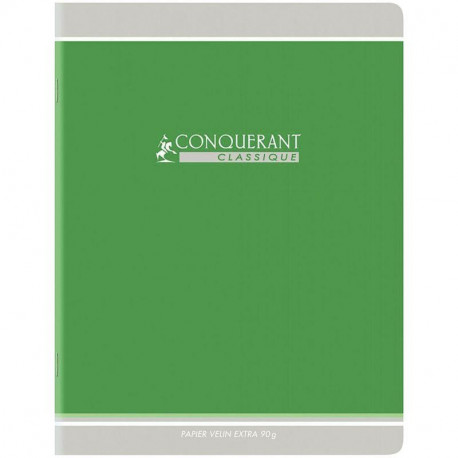 CAHIER PIQUÉ 96 PAGES, 24X32 CM, SEYÈS, PAPIER 90G, VERT