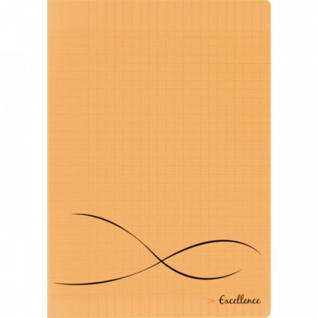 CAHIER PIQUE A4+ 96P Grands carreaux SEYES COUV ORANGE POLYPRO 24X32  EXCELLENCE PEFC - PEFC - 100% recyclable