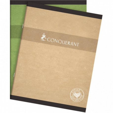 CAHIER PIQURE 17X22 96P 70G Grands carreaux SEYES RECYCLE - 100% recyclé - 100% recyclable - éligible AGEC - Fab France