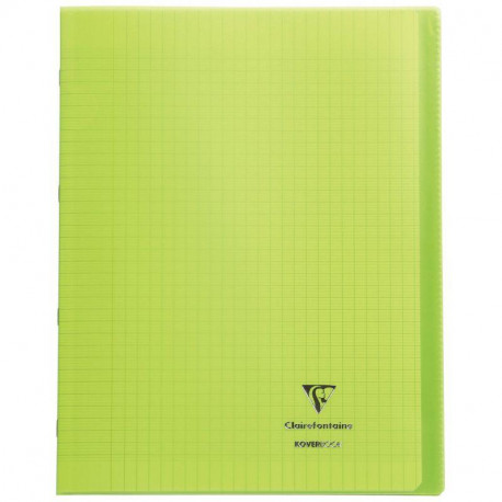 CAHIER PIQÛRE 96 PAGES 24X32 CM KOVERBOOK, SEYÈS 90G COUVERTURE EN POLYPROPYLÈNE, VERT