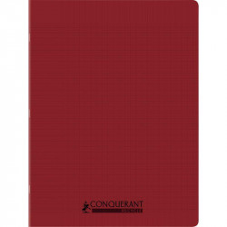 CAHIER PIQÛRE 96 PAGES CONQUERANT RECYCLE FORMAT 24X32 CM, RÉGLURE SEYÈS, COUVERTURE EN POLYPROPYLÈNE ROUGE