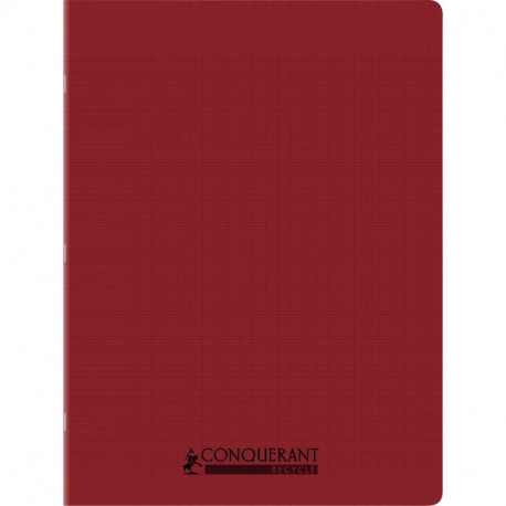CAHIER PIQÛRE 96 PAGES CONQUERANT RECYCLE FORMAT 24X32 CM, RÉGLURE SEYÈS, COUVERTURE EN POLYPROPYLÈNE ROUGE