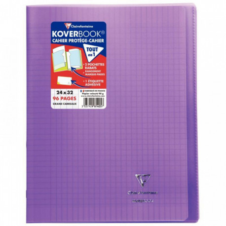 CAHIER PIQÛRE 96 PAGES KOVERBOOK 24X32 CM SEYÈS 90G COUV POLYPRO VIOLET