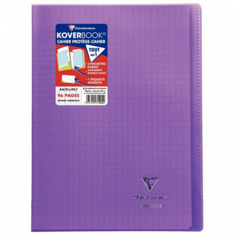 CAHIER PIQÛRE 96 PAGES KOVERBOOK A4 SEYÈS 90G COUV POLYPRO VIOLET