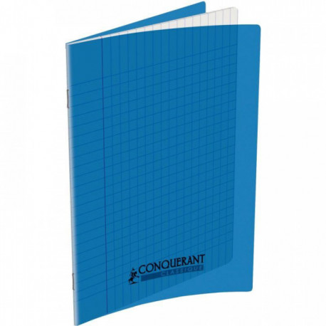 CAHIER POLYPRO BLEU 17x22 90G 32 PAGES Grands carreaux SEYES CONQUERANT 100103890 - PEFC - 100% recyclable - Fab France