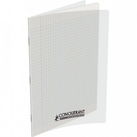 CAHIER POLYPRO INCOLORE 21x29,7 90G 96 PAGES Grands carreaux CONQUERANT - PEFC - Ecolabel - 100% recyclable - Fab France