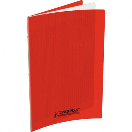 CAHIER POLYPRO ROUGE 24x32 90G 96 PAGES Grands carreaux SEYES CONQUERA 100104919 - PEFC - Ecolabel - 100% recyclable - Fab Franc