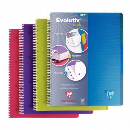CAHIER SPIRALE A4+ 240P 5X5 90G  EVOLUTIV'BOOK  CLAIREFONTAINE 