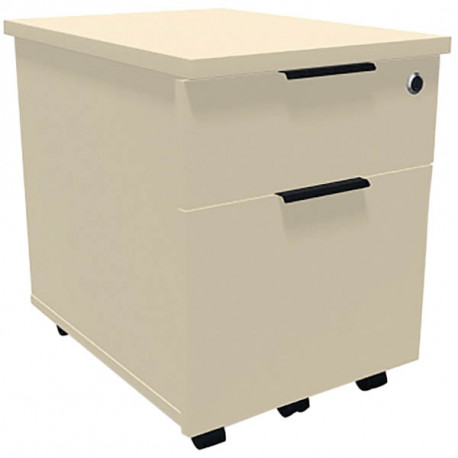 CAISSON MOBILE MÉLAMINÉ 2 TIROIRS DIRECTION PLATEAU BEIGE/CORPS BEIGE