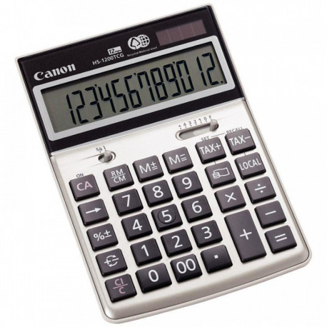 CALCULATRICE 12 CHIFFRES SEMI BUREAU CANON ECOLOGIQUE HS-20TSC 20 % DE PLASTIQUE RECYCLE 2 PILES CR2016 829484 