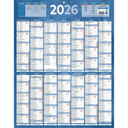 CALENDRIER ANNUEL 1 FACE 55X43CM BLEU 14 MOIS