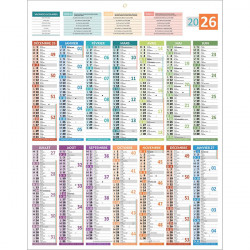 CALENDRIER CARTE DE FRANCE 14 MOIS 55X43CM