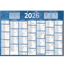 CALENDRIER SEMESTRIEL 38,5X54CM BLEU 7 MOIS PAR FACE