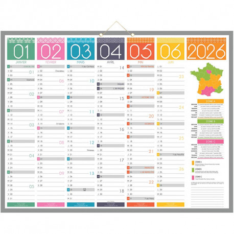 CALENDRIER TENDANCE MEDIUM 43X55,5CM  6 MOIS PAR FACE